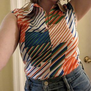 Retro 70's multicolor tank with a collar